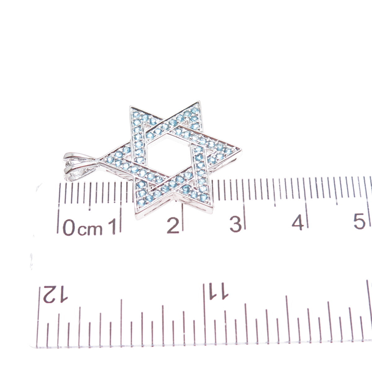 UNCAS 925 Sterling Silver Round-Cut Blue C Z Star of David Charm Pendant