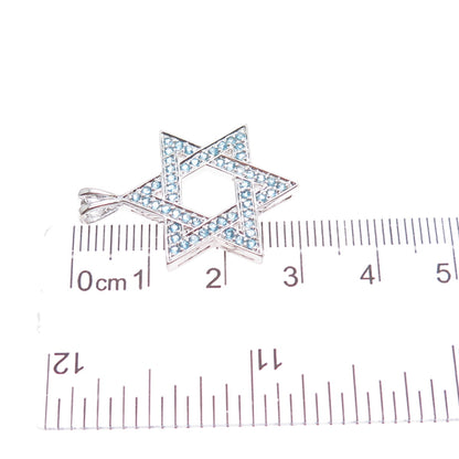 UNCAS 925 Sterling Silver Round-Cut Blue C Z Star of David Charm Pendant