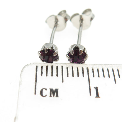 925 Sterling Silver Purple Rhinestone Stud Earrings