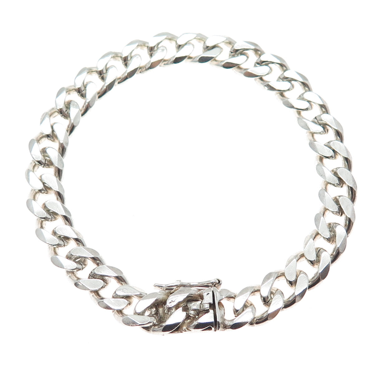 925 Sterling Silver Vintage Spain Cuban Link Bracelet 7.75"