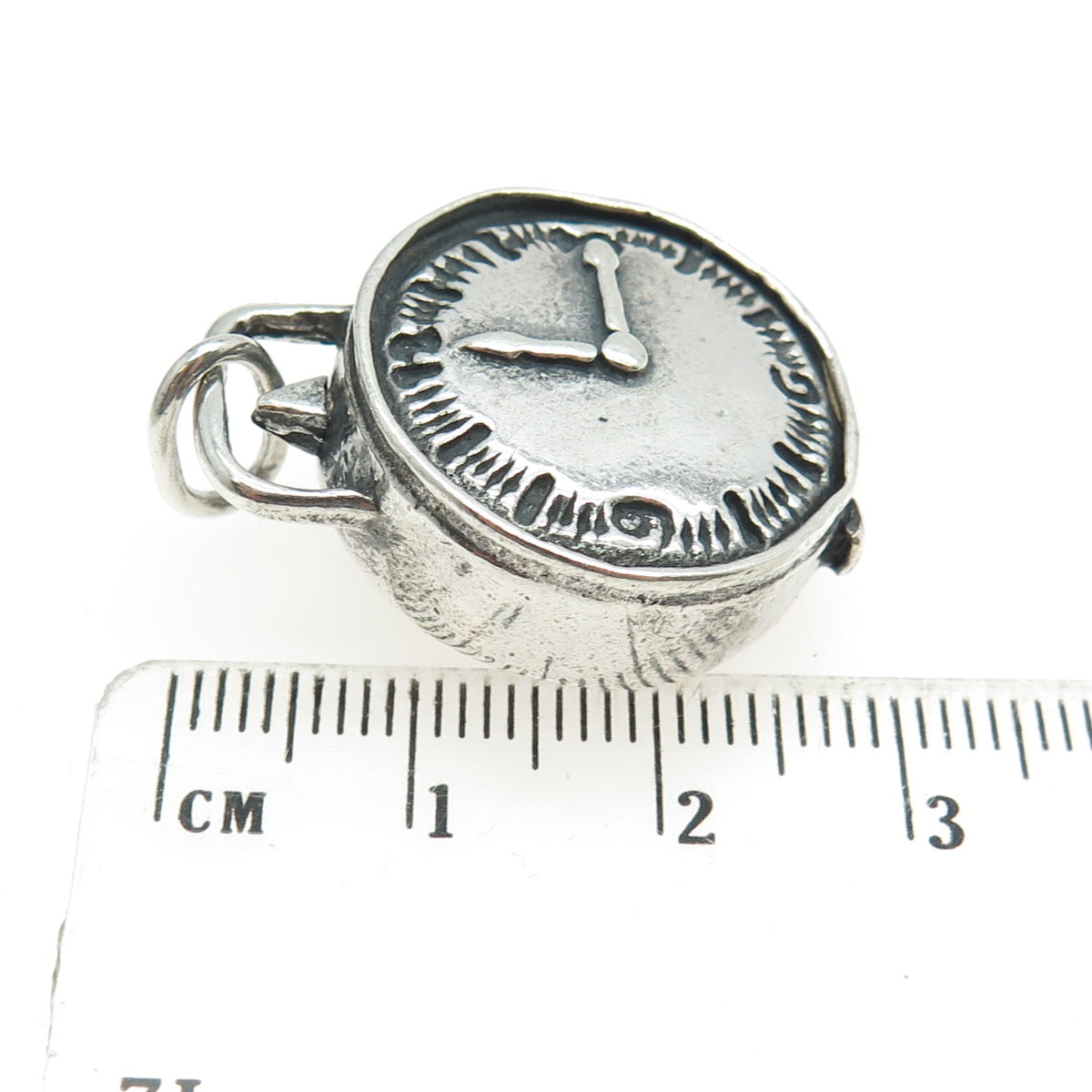 925 Sterling Silver Vintage Clock Watch Minimalist Charm Pendant