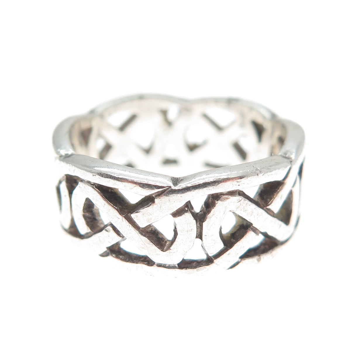 925 Sterling Silver Vintage JC Dublin Celtic Knot Oxidized Band Ring Size 5.75