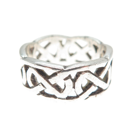 925 Sterling Silver Vintage JC Dublin Celtic Knot Oxidized Band Ring Size 5.75