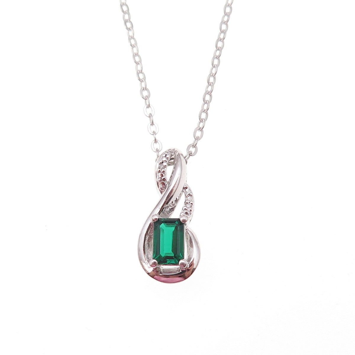 Sun 925 Sterling Silver Real Diamond Chrome Diopside Infinity Chain Necklace 18"