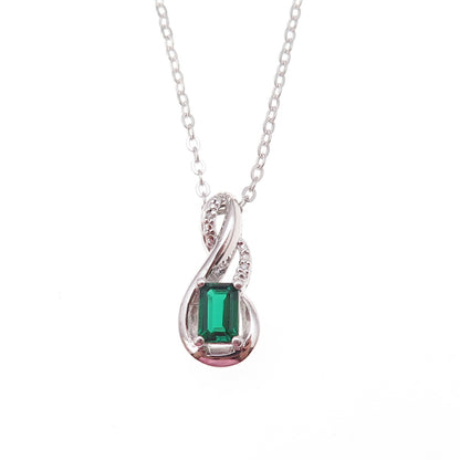 Sun 925 Sterling Silver Real Diamond Chrome Diopside Infinity Chain Necklace 18"