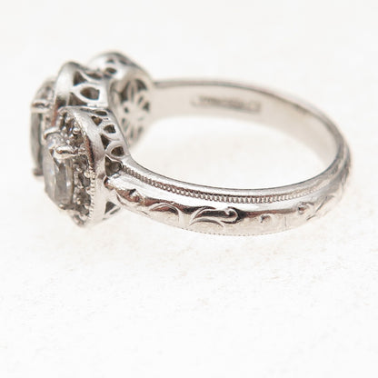 Tacori 925 Sterling Silver Oval & Round-Cut C Z Bloom with Love Ring Size 8