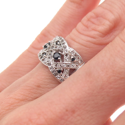 Dee Berkle 925 Sterling Silver Real Sapphire & White Topaz Ring Size 5