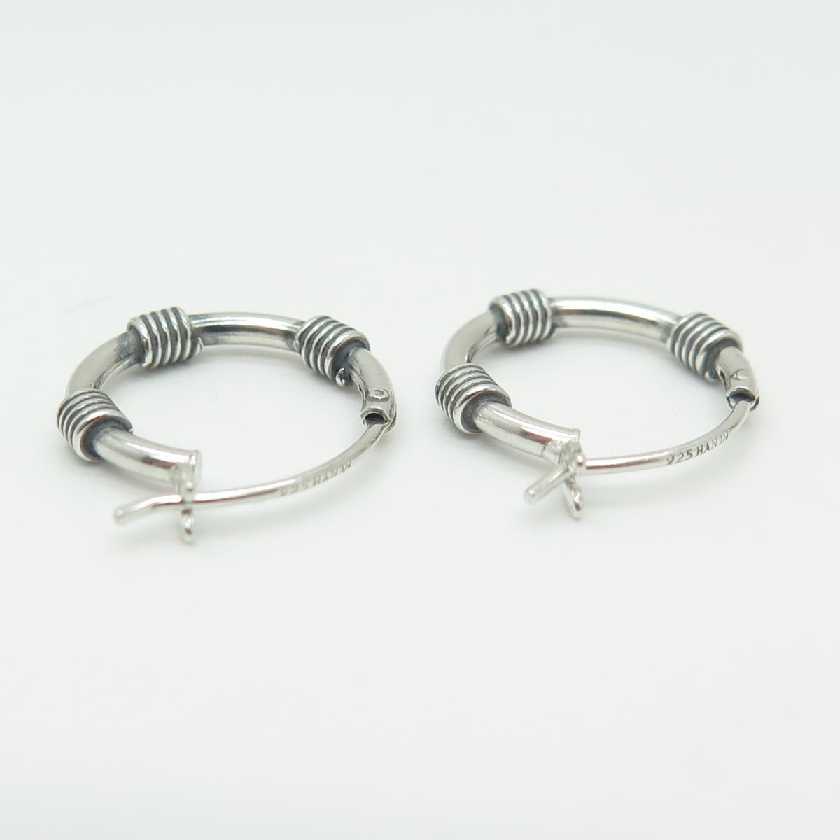 HAN 925 Sterling Silver Roped Hoop Earrings