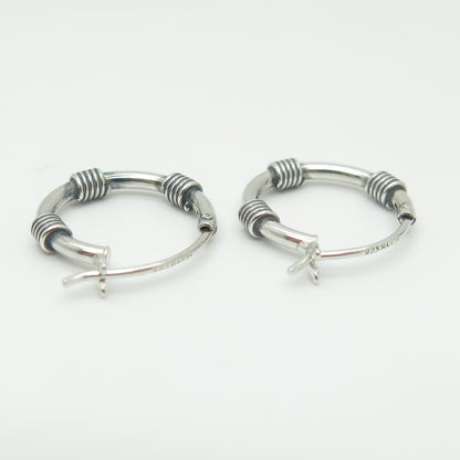 HAN 925 Sterling Silver Roped Hoop Earrings