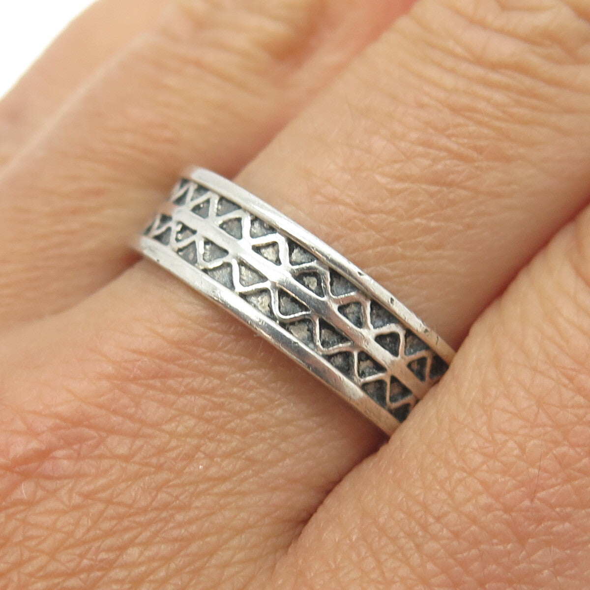 SARAH COVENTRY 925 Sterling Silver Vintage Zig Zag Band Ring Size 11