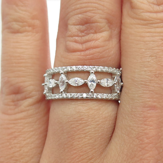 925 Sterling Silver Multi-C Z All Around Eternity Band Ring Size 6.25