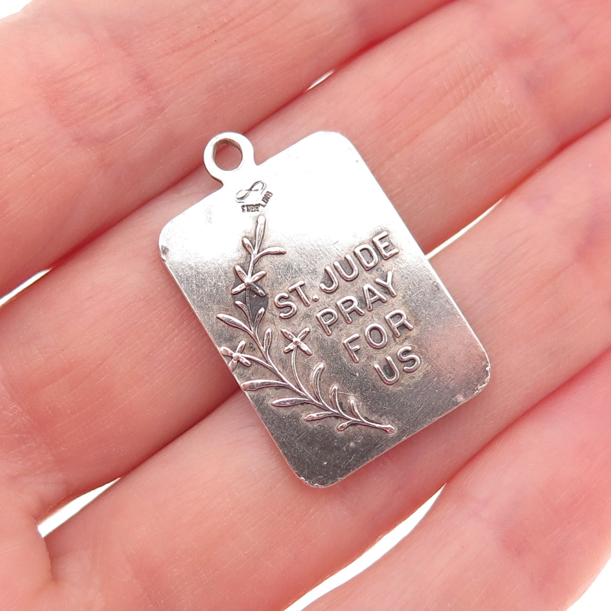 Atelier 925 Sterling Silver Antique Art Deco St. Jude Religious Charm Pendant