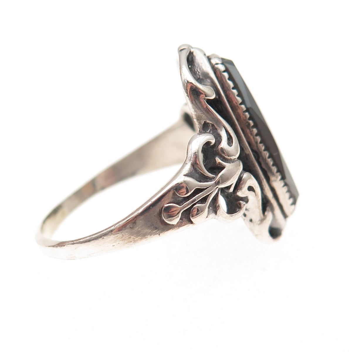 Wheeler Mfg Old Pawn 925 Sterling Silver Vintage Hematite Oxidized Ring Size 10