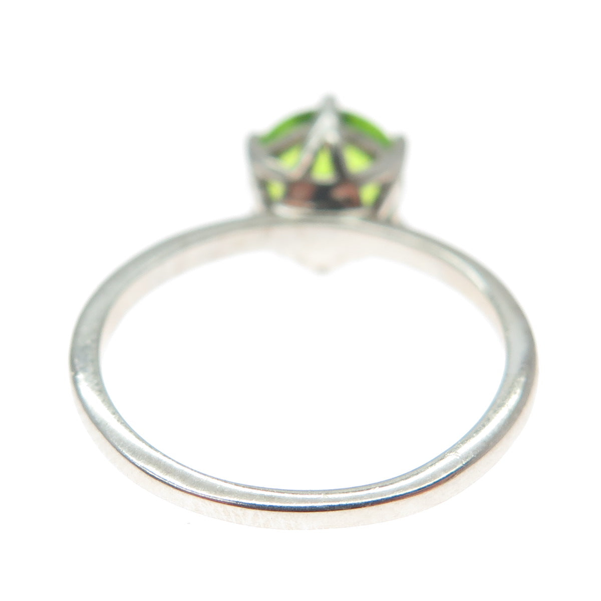 DAZZLERS 925 Sterling Silver Round-Cut Nano Peridot Ring Size 6.25