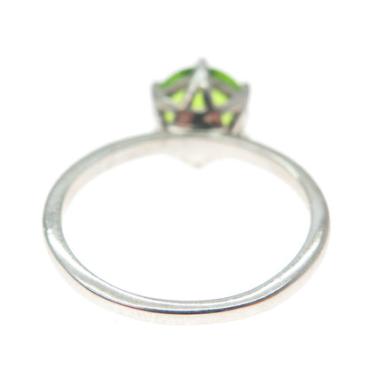 DAZZLERS 925 Sterling Silver Round-Cut Nano Peridot Ring Size 6.25
