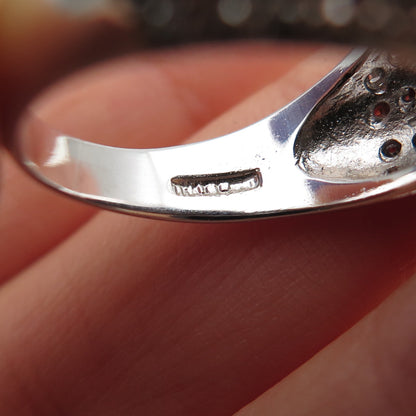 ANNIKA WITT 925 Sterling Silver Enamel Round-Cut C Z Modernist Ring Size 7