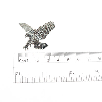 925 Sterling Silver Vintage American Eagle Oxidized Slide Charm Pendant