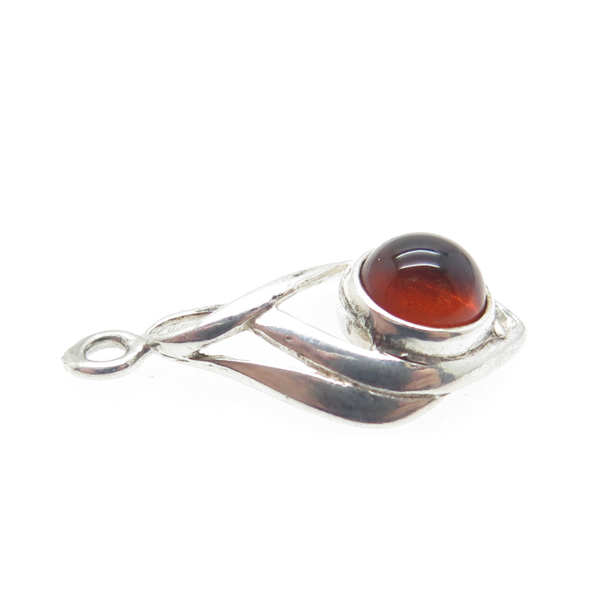 925 Sterling Silver Vintage Real Amber Infinity Knot Minimalist Pendant