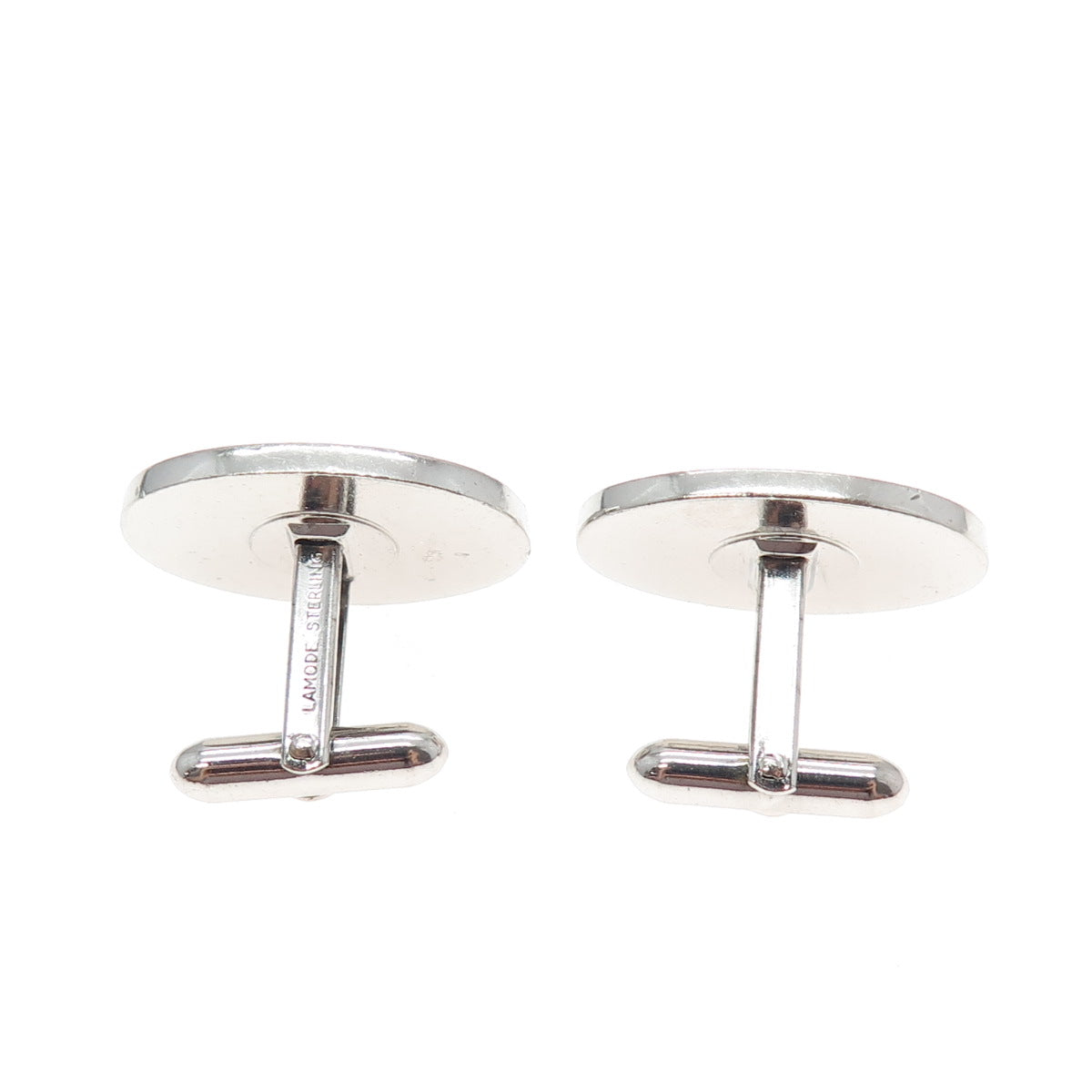 LAMODE 925 Sterling Silver Vintage Engravable Classic Oval Cufflinks