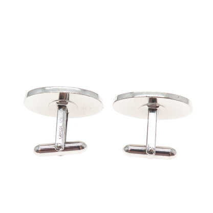 LAMODE 925 Sterling Silver Vintage Engravable Classic Oval Cufflinks