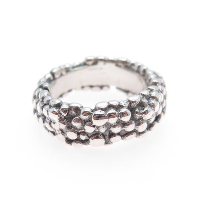 GOLDMAN KOLBER Sterling Silver Vintage Granulated Oxidized Band Ring Size 6.5