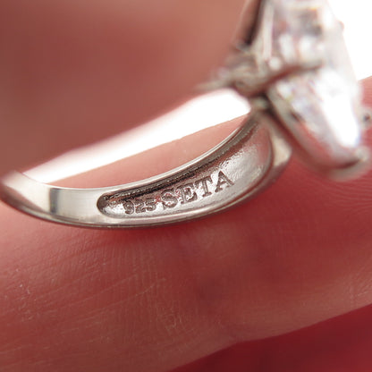 Seta 925 Sterling Silver Vintage Marquise-Cut C Z Engagement Ring Size 5