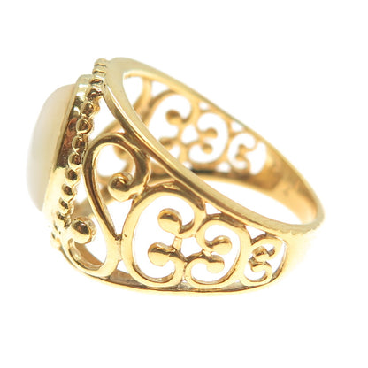 RJ GRAZIANO 925 Sterling Silver Gold Plated Real MOP Ornate Ring Size 7
