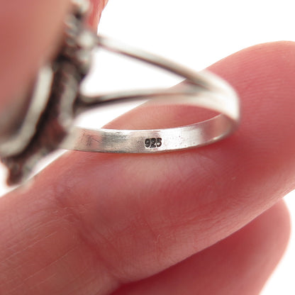 925 Sterling Silver Vintage Real Moonstone Oxidized Ring Size 6.5