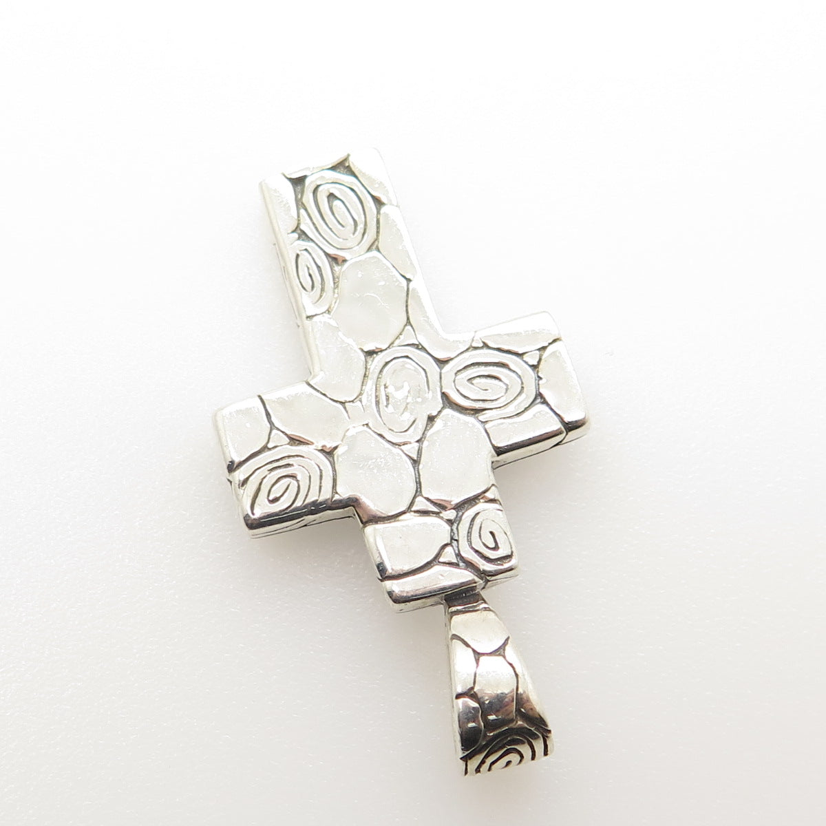 925 Sterling Silver Pebble Cross Pendant