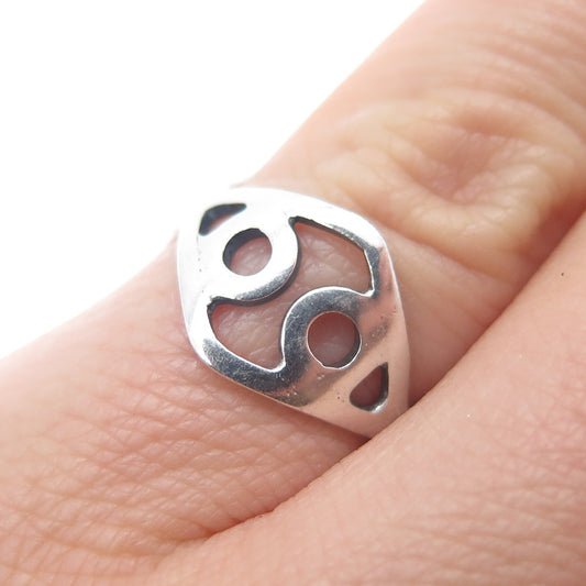 925 Sterling Silver Vintage Modernist Ring Size 5