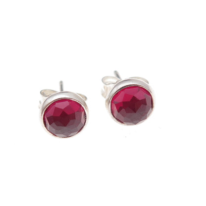 Pandora 925 Sterling Silver Real Red Garnet January Birthstone Stud Earrings