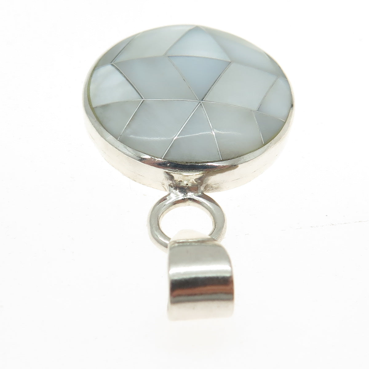 MARK WASSERMAN SAMARA 925 Sterling Silver Vintage Mexico Mother-of-Pearl Pendant