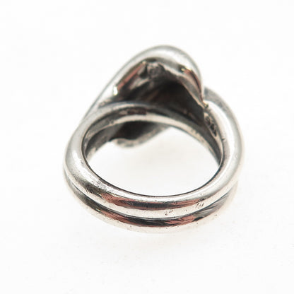 Tasco Sterling Silver Vintage Mexico Modernist Bypass Oxidized Ring Size 4.75
