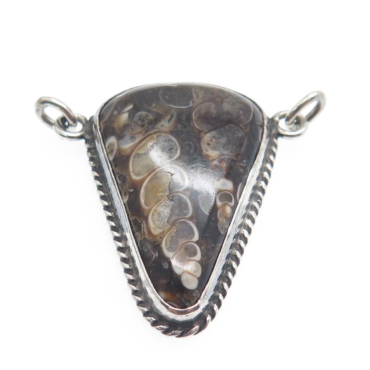 Old Pawn Sterling Silver Vintage Southwestern Fossil Agate Centerpiece Pendant