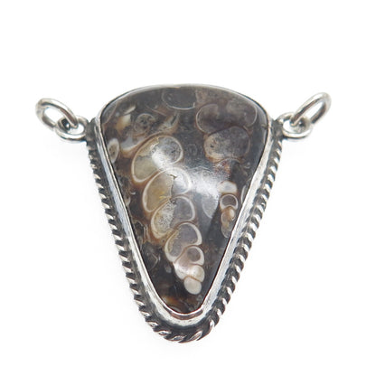 Old Pawn Sterling Silver Vintage Southwestern Fossil Agate Centerpiece Pendant