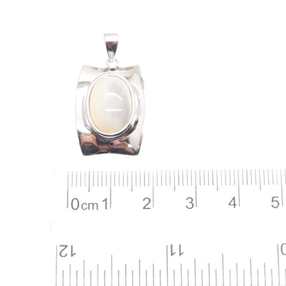 925 Sterling Silver Real Mother-of-Pearl Modernist Pendant
