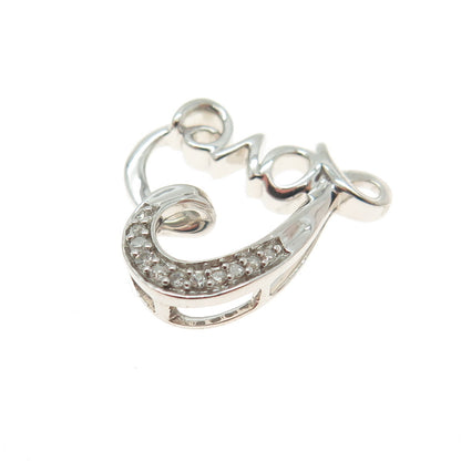 HAN Sterling Silver Real Round-Cut Diamond Love Heart Minimalist Slide Pendant