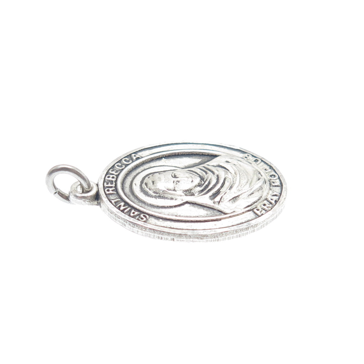 BLISS 925 Sterling Silver Vintage St. Rebecca Religious Oxidized Mini Pendant