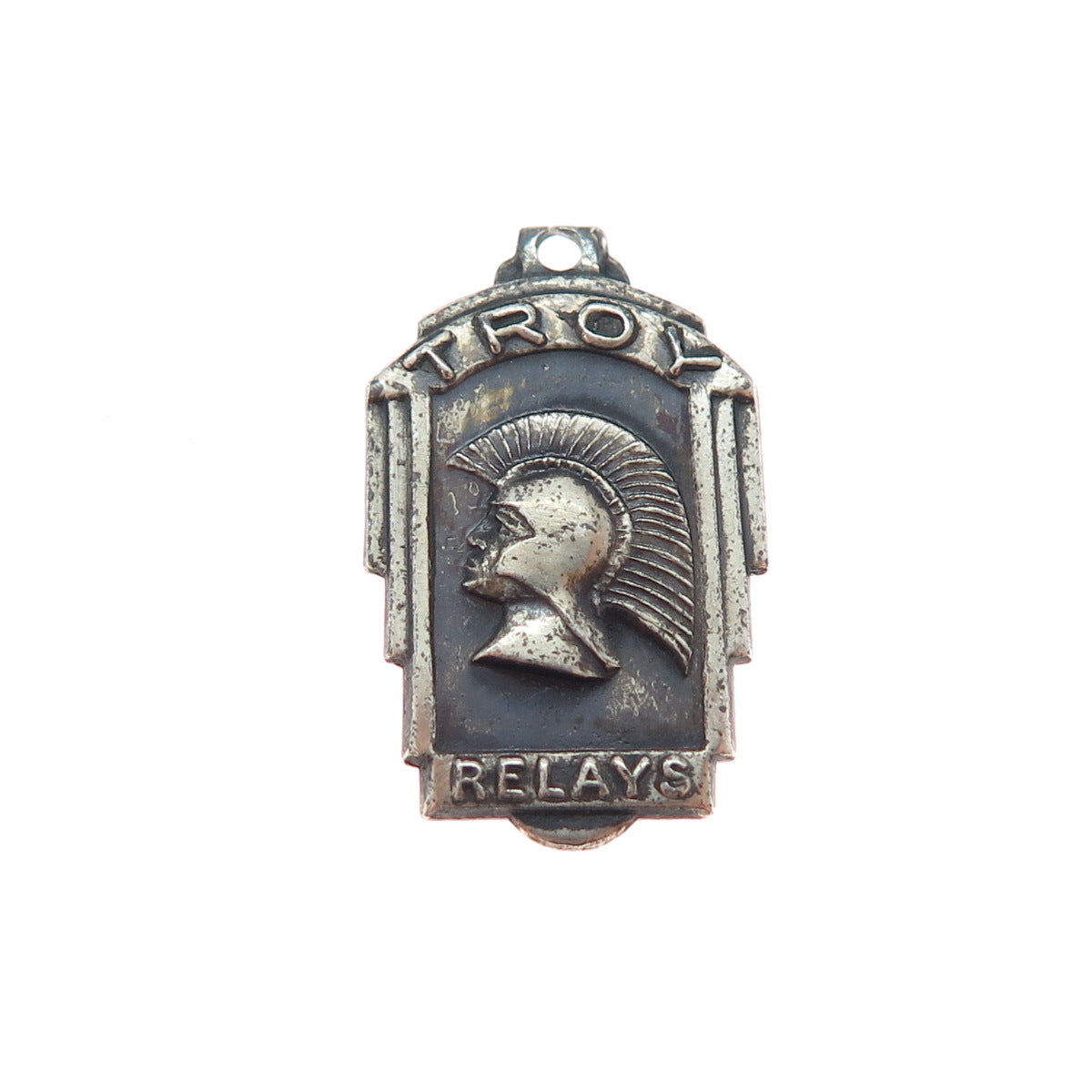 TROPHY CRAFT 925 Sterling Silver Vintage 1952 Troy Relays Oxidized Charm Pendant