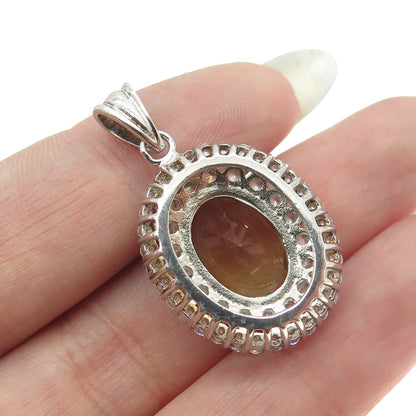 925 Sterling Silver Oval & Round-Cut Multi-Color C Z Pendant