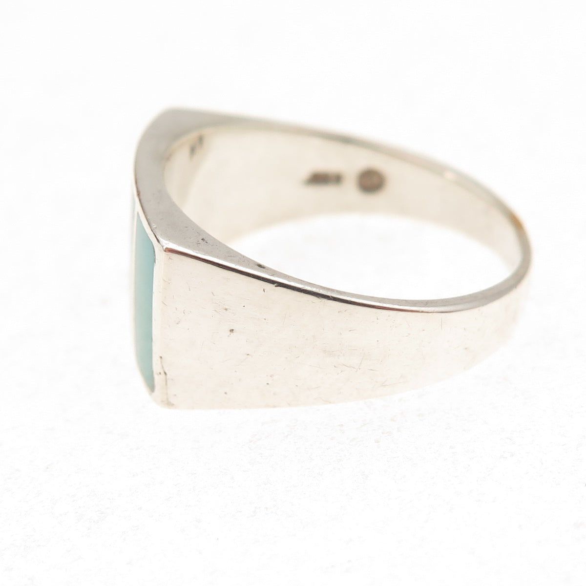 Doug Paulus 925 Sterling Silver Vintage Real Tyrone Turquoise Ring Size 9