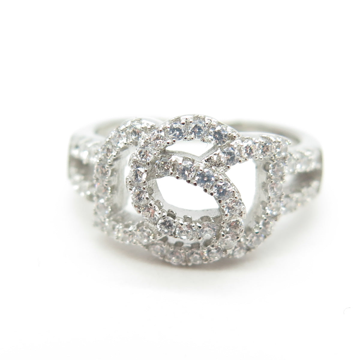 925 Sterling Silver Pave C Z Ring Size 5.5