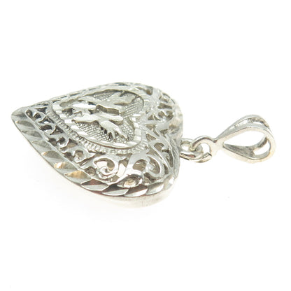 CHAPAL ZENRAY 925 Sterling Silver Vintage Ornate Heart Pendant