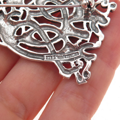 Lars Harsheim 925S Sterling Vintage Norway Viking Dragon Pin Brooch / Pendant