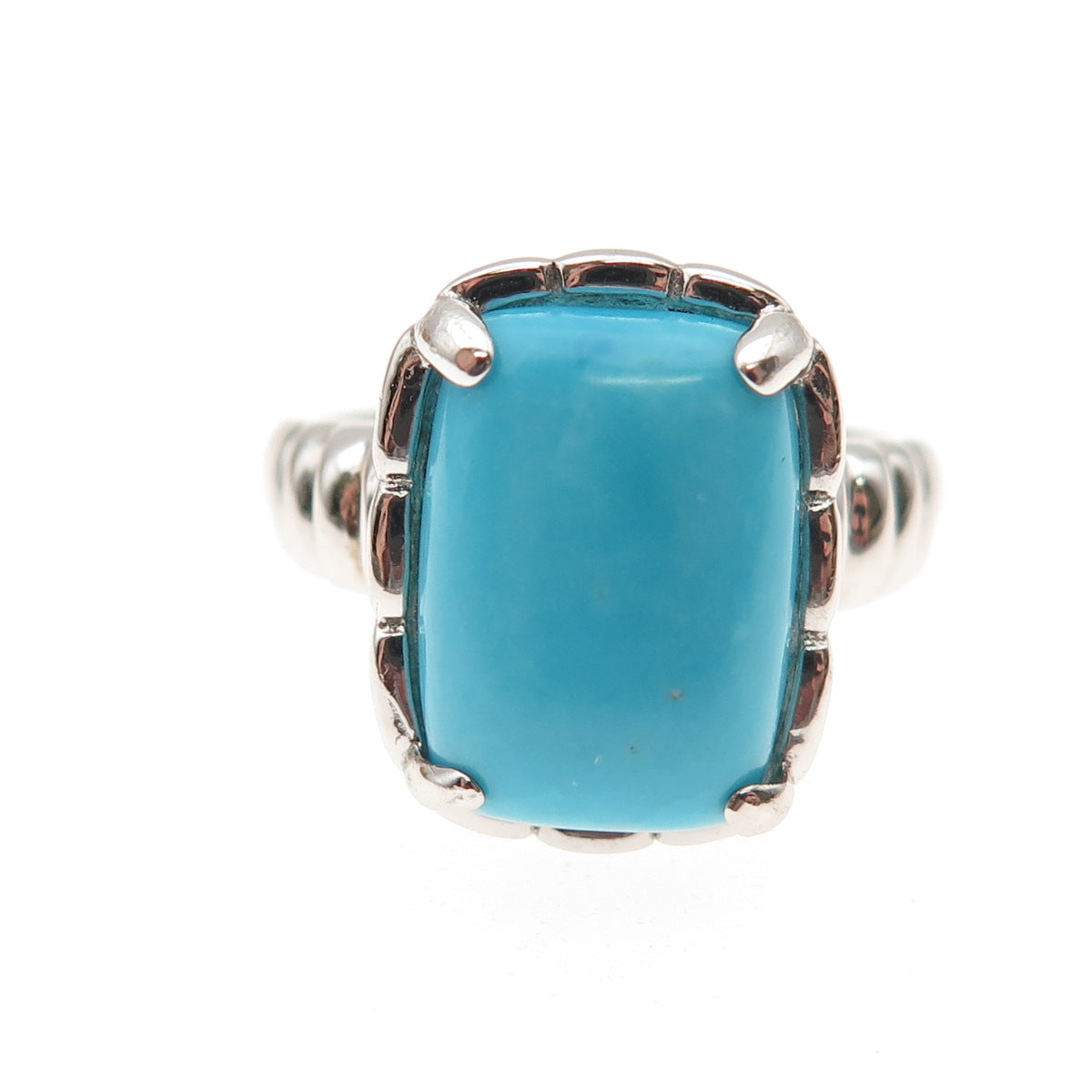 925 Sterling Silver Real Sleeping Beauty Turquoise Ring Size 8