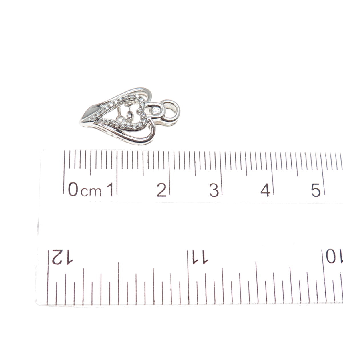 925 Sterling Silver Round-Cut C Z Angel Heart Minimalist Slide Pendant