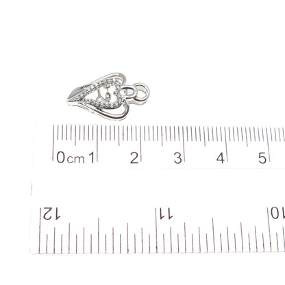 925 Sterling Silver Round-Cut C Z Angel Heart Minimalist Slide Pendant