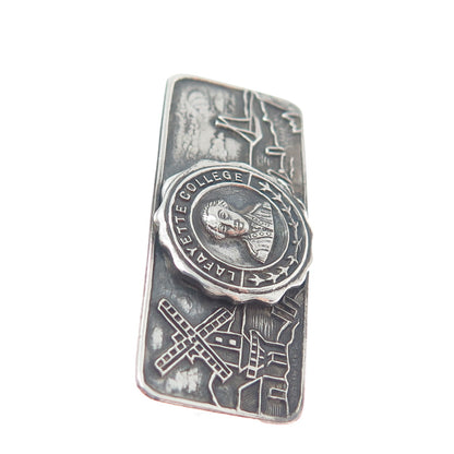 925 Sterling Silver Antique Art Deco Lafayette College Oxidized Pin Brooch