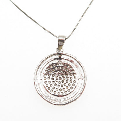 925 Sterling Silver Round-Cut C Z Disc Box Chain Necklace 18"