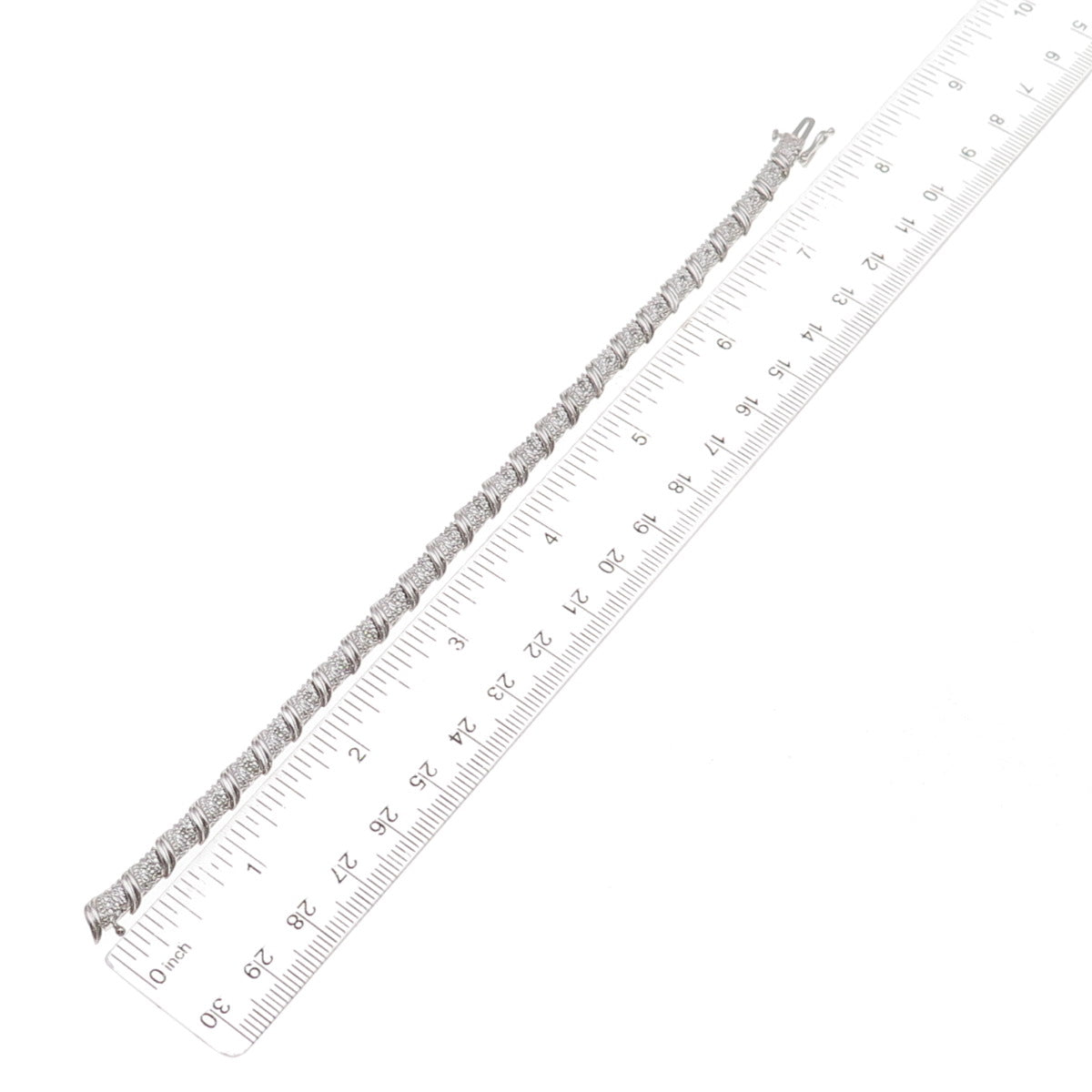 Sun 925 Sterling Silver Real Round-Cut Diamond Bracelet 7.75"